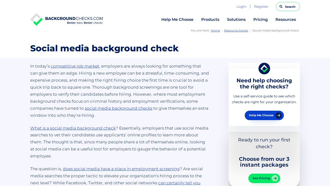 Social media background check